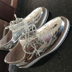 Shelly’s London Metallic Silver Oxford